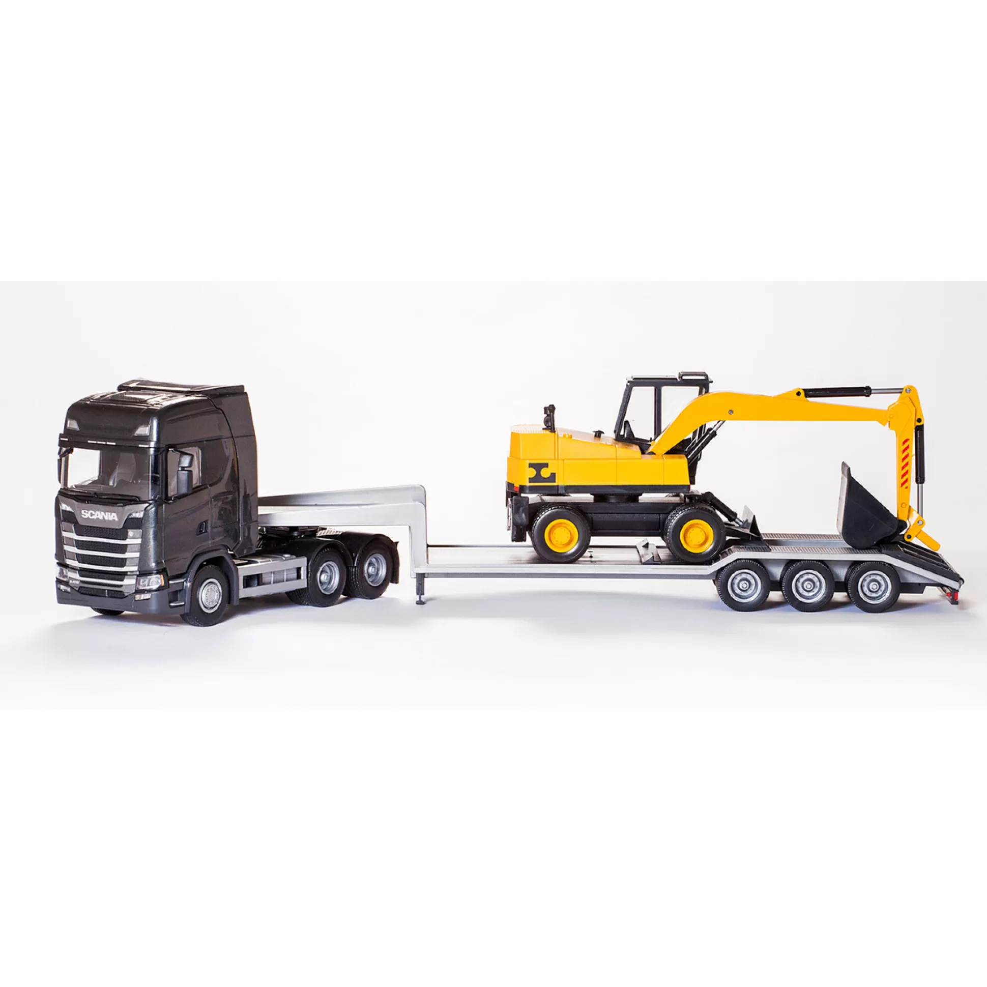 EMEK Toy Cars< Toy Car Truck With Excavator Scania S Black Low 1:25