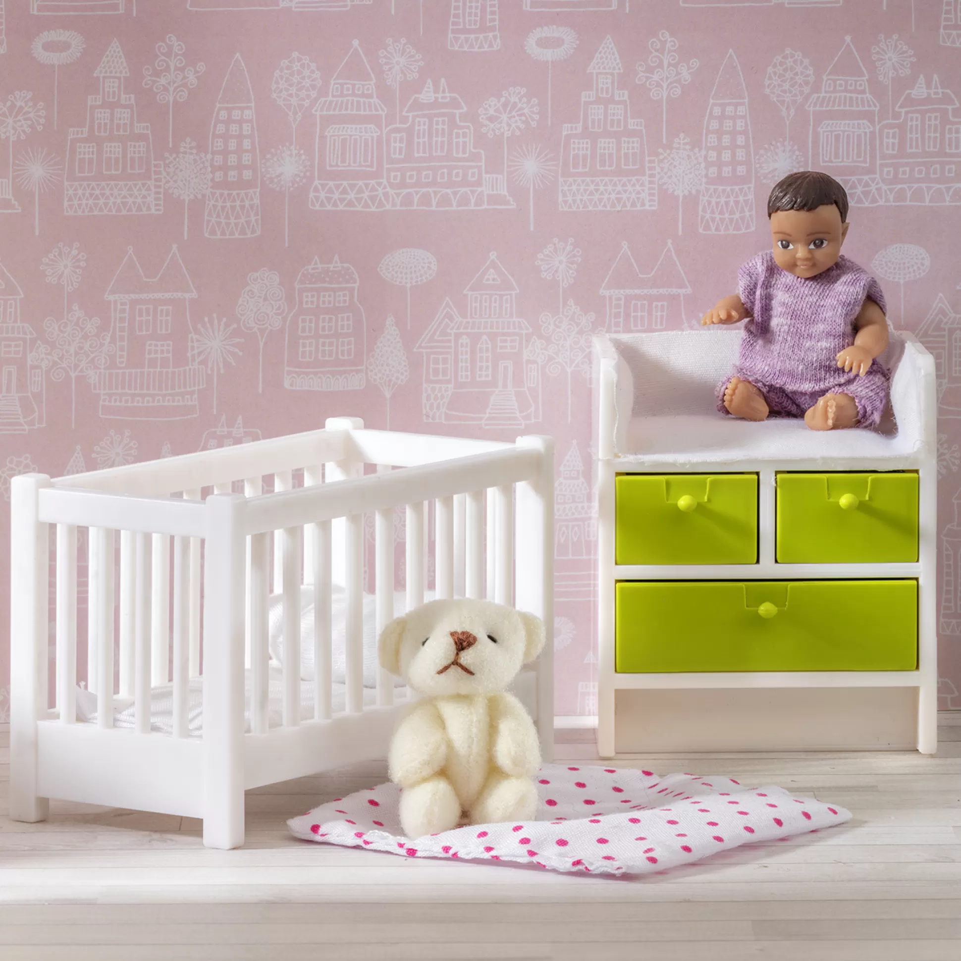 LUNDBY Doll Houses & Doll House Accessories< Dollhouse Furniture Cot & Changing Table